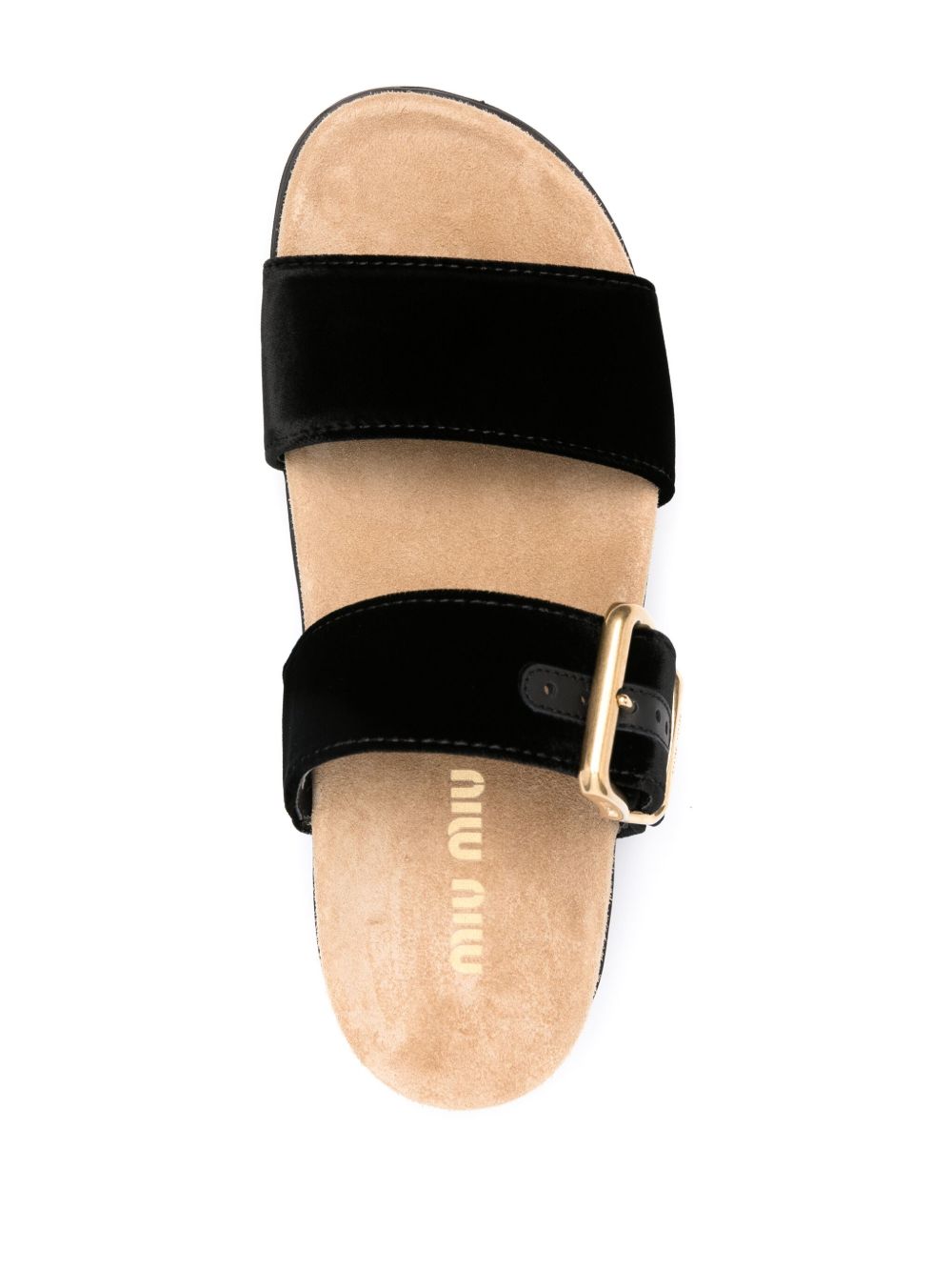 Miu Miu logo-engraved velvet slides Women