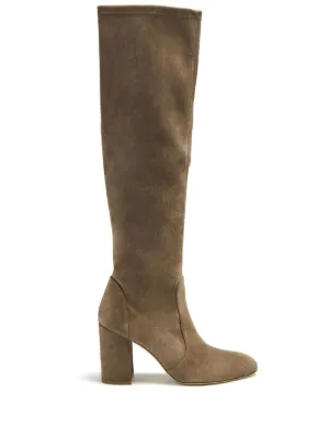 Stuart weitzman snap suede deals block heel tall boots