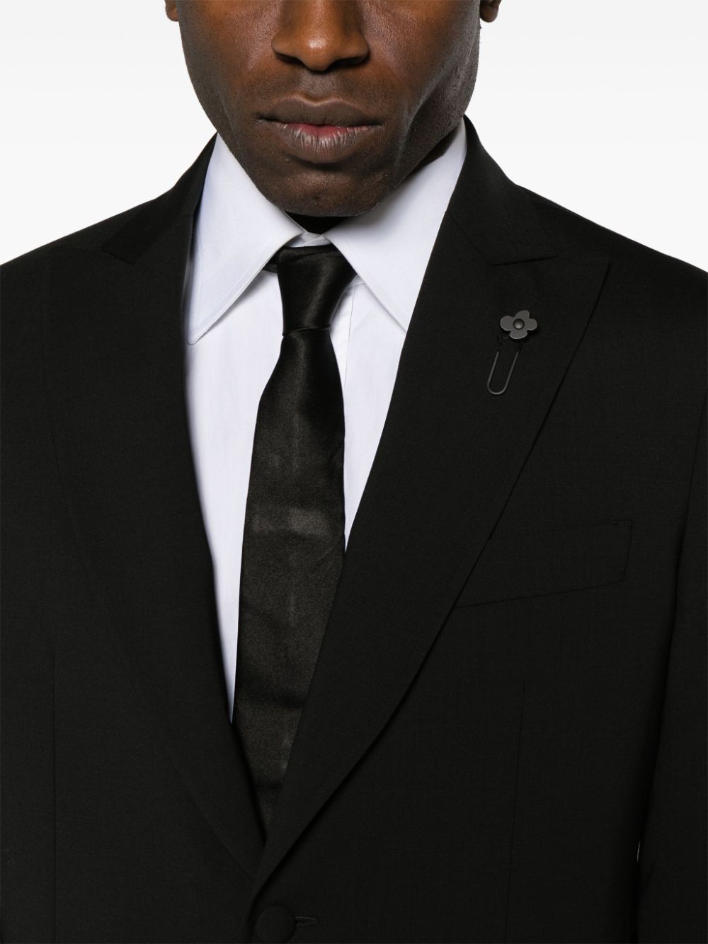 Shop Lardini Single-breasted Wool-blend Suit In Black