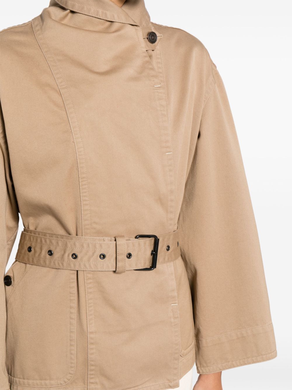 Shop Marant Etoile Prunille Belted Cotton Jacket In Brown