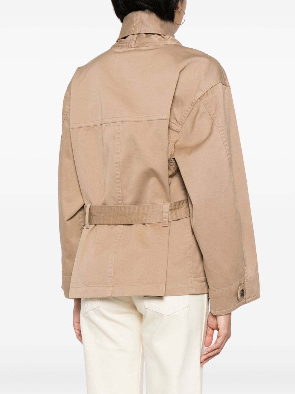 Shop Marant Etoile Prunille Belted Cotton Jacket In Brown