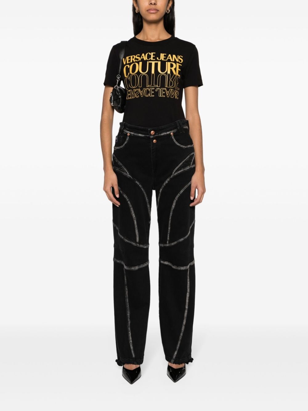 Shop Versace Jeans Couture Piece Number Straight-leg Jeans In Schwarz