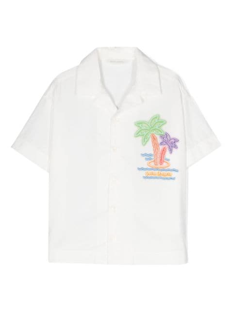 Palm Angels Kids palm tree-print cotton shirt