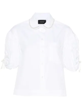 Simone Rocha ホワイト パフスリーブシャツ Simone Rochaのホワイト クロップド パフスリーブ シャツがセール中