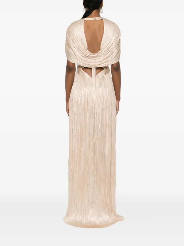 Maria Lucia Hohan Laurel Plissé Silk Gown | Neutrals | FARFETCH RO