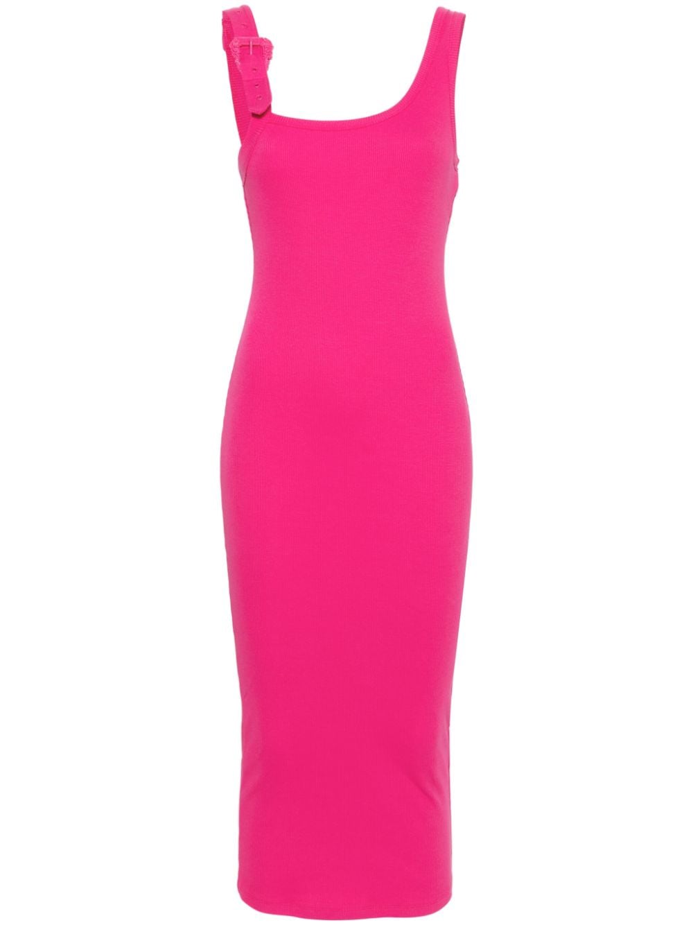 Versace Jeans Couture Baroque-buckle Midi Dress In Pink