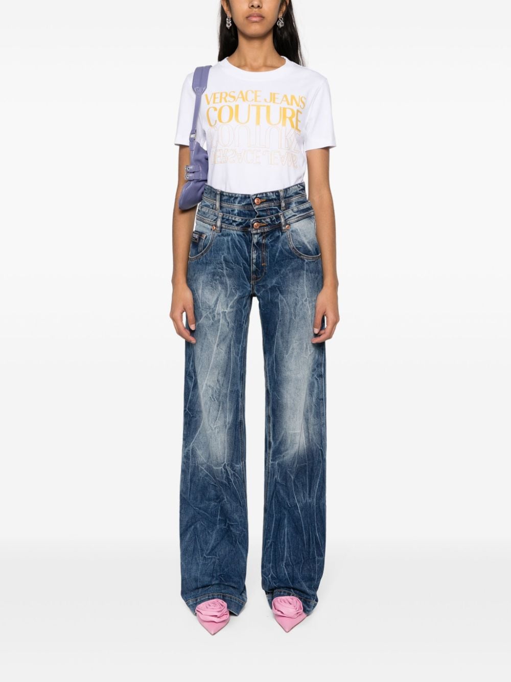 Versace Jeans Couture Katoenen T-shirt met logo - Wit