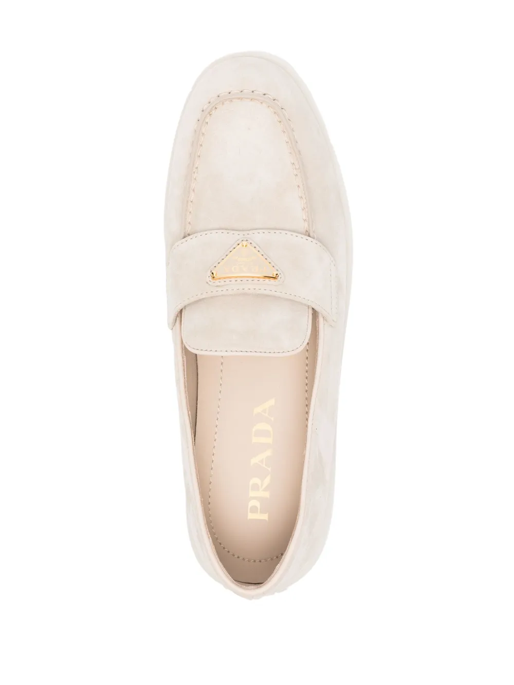 Prada triangle-logo suede loafers Neutrals