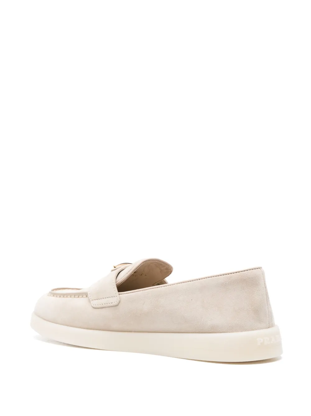 Prada triangle-logo suede loafers Neutrals