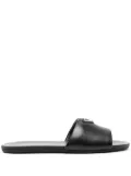 Prada triangle-logo leather slides - Black