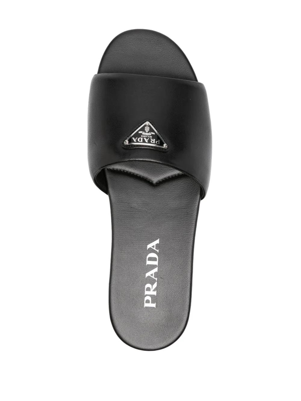 Prada triangle-logo leather slides Black
