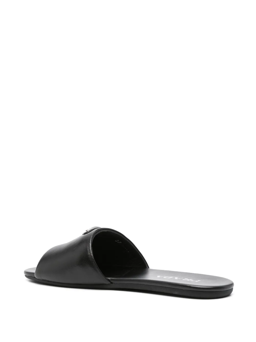 Prada triangle-logo leather slides Black