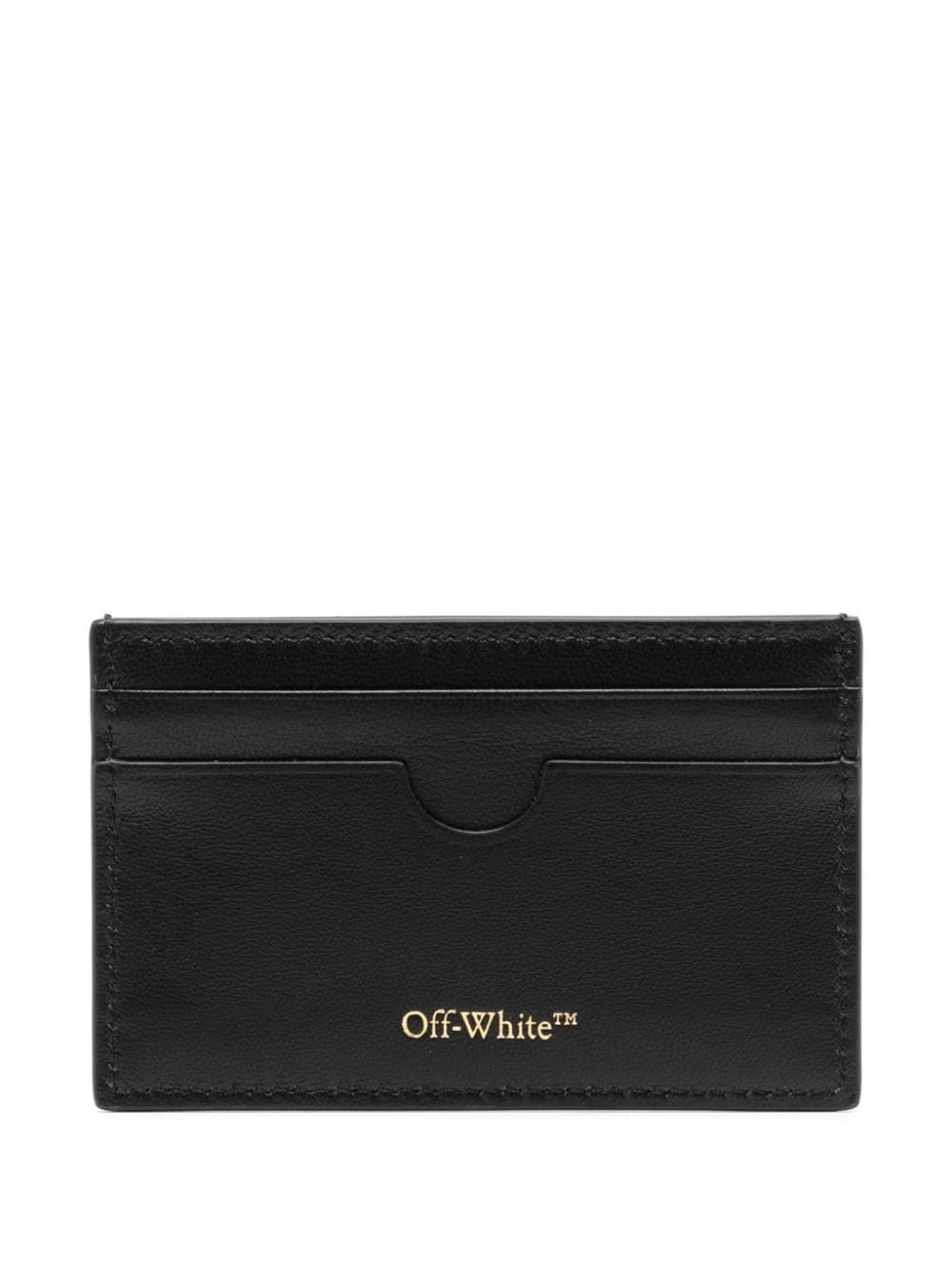 Shop Off-white Arrows-plaque Leather Cardholder In Black