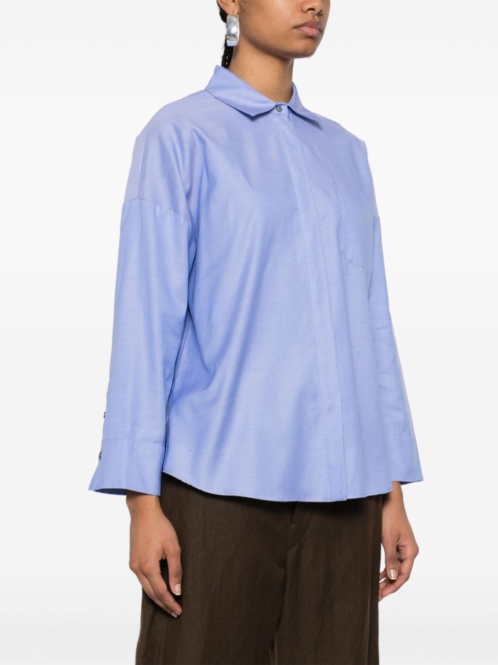 Shop 's Max Mara Logo-tag Poplin Shirt In Blue