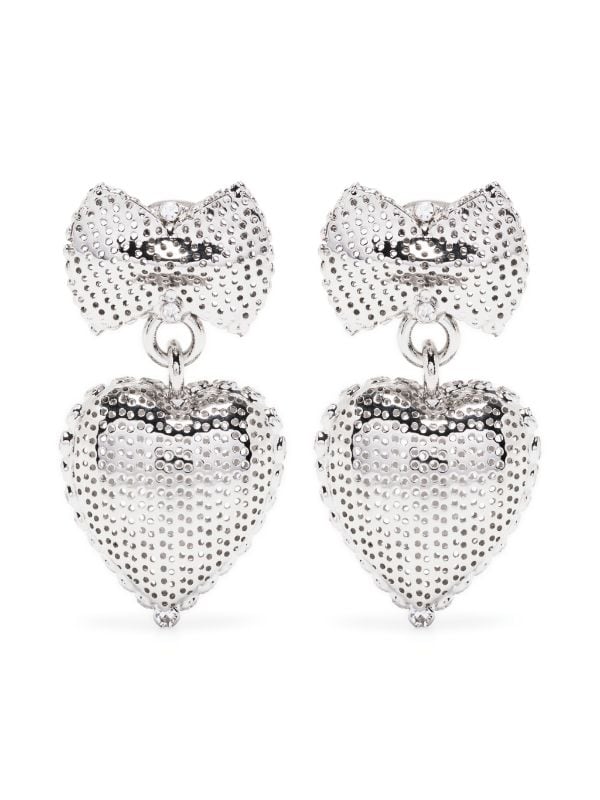 Alessandra Rich heart pendant Drop Earrings Farfetch