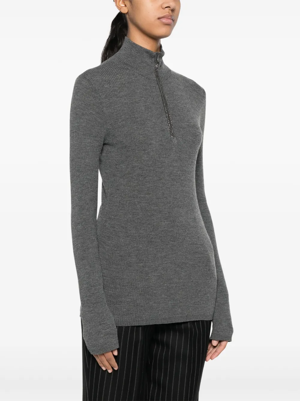 Brunello Cucinelli Trui met monilidetail Grijs