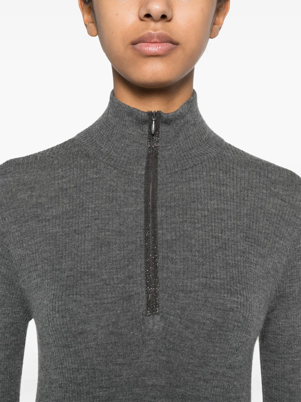 Brunello Cucinelli Trui met monilidetail Grijs
