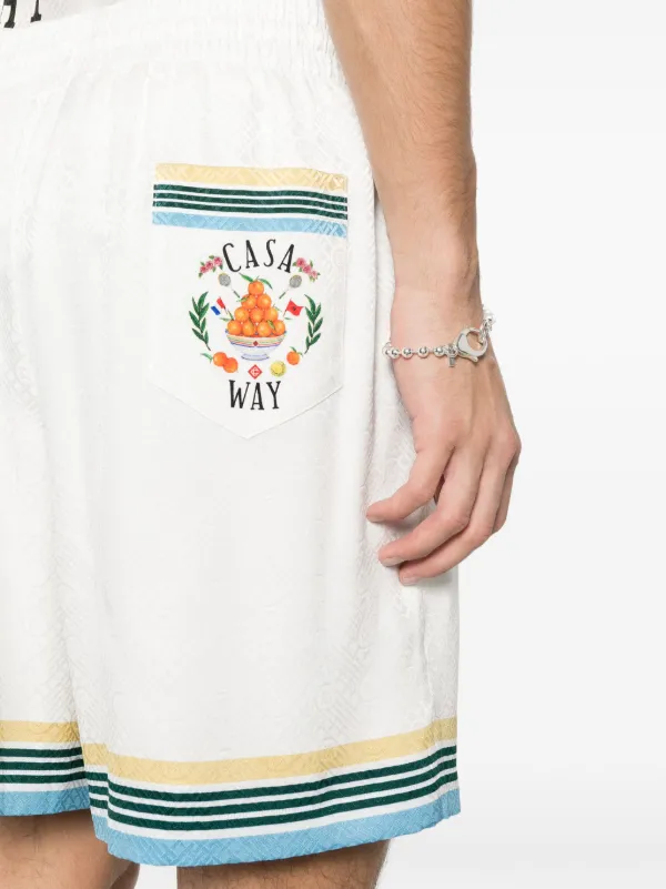 ショートパンツ Casablanca FW25 White satin shorts (WPF25TR10404 CASAWAY) Casa Way Silk Shorts | Casablanca Paris