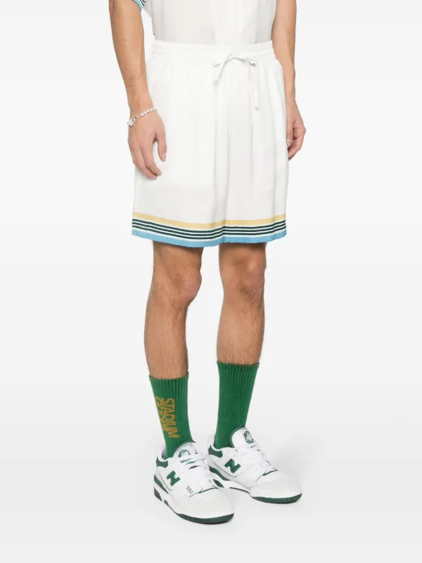 ショートパンツ Casablanca FW25 White satin shorts (WPF25TR10404 CASAWAY) Casa Way Skate Silk Shorts | Casablanca Paris