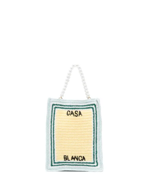 Casablanca logo-embroidered crochet tote bag