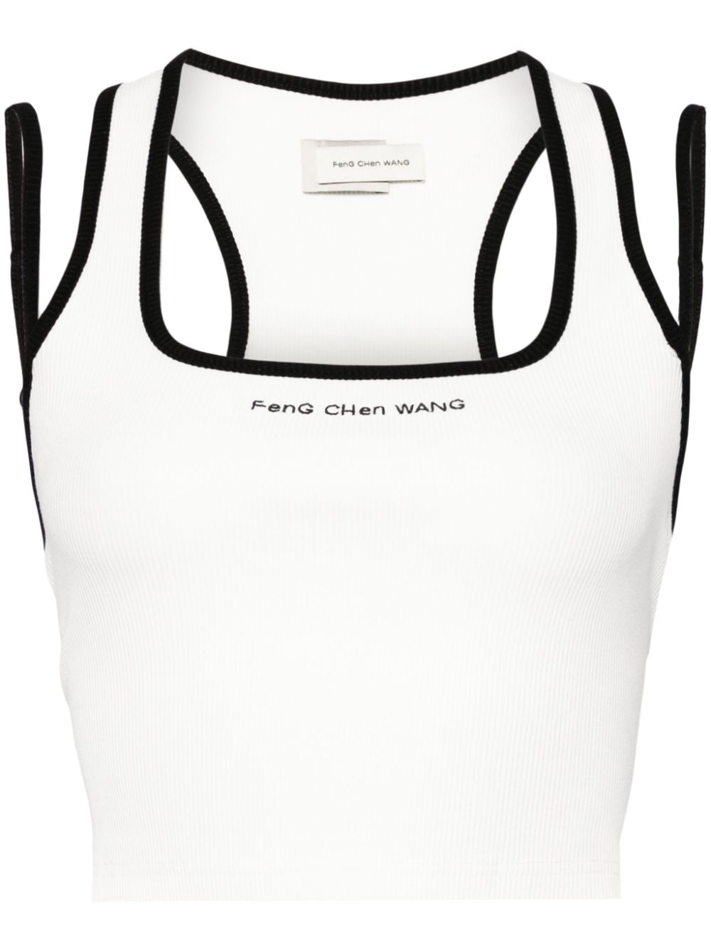 Feng Chen Wang Logo-embroidered Cropped Top In White