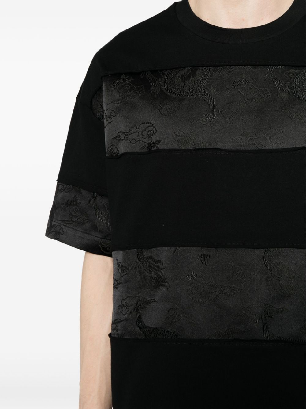 Shop Feng Chen Wang Panelled Jacquard T-shirt In Black