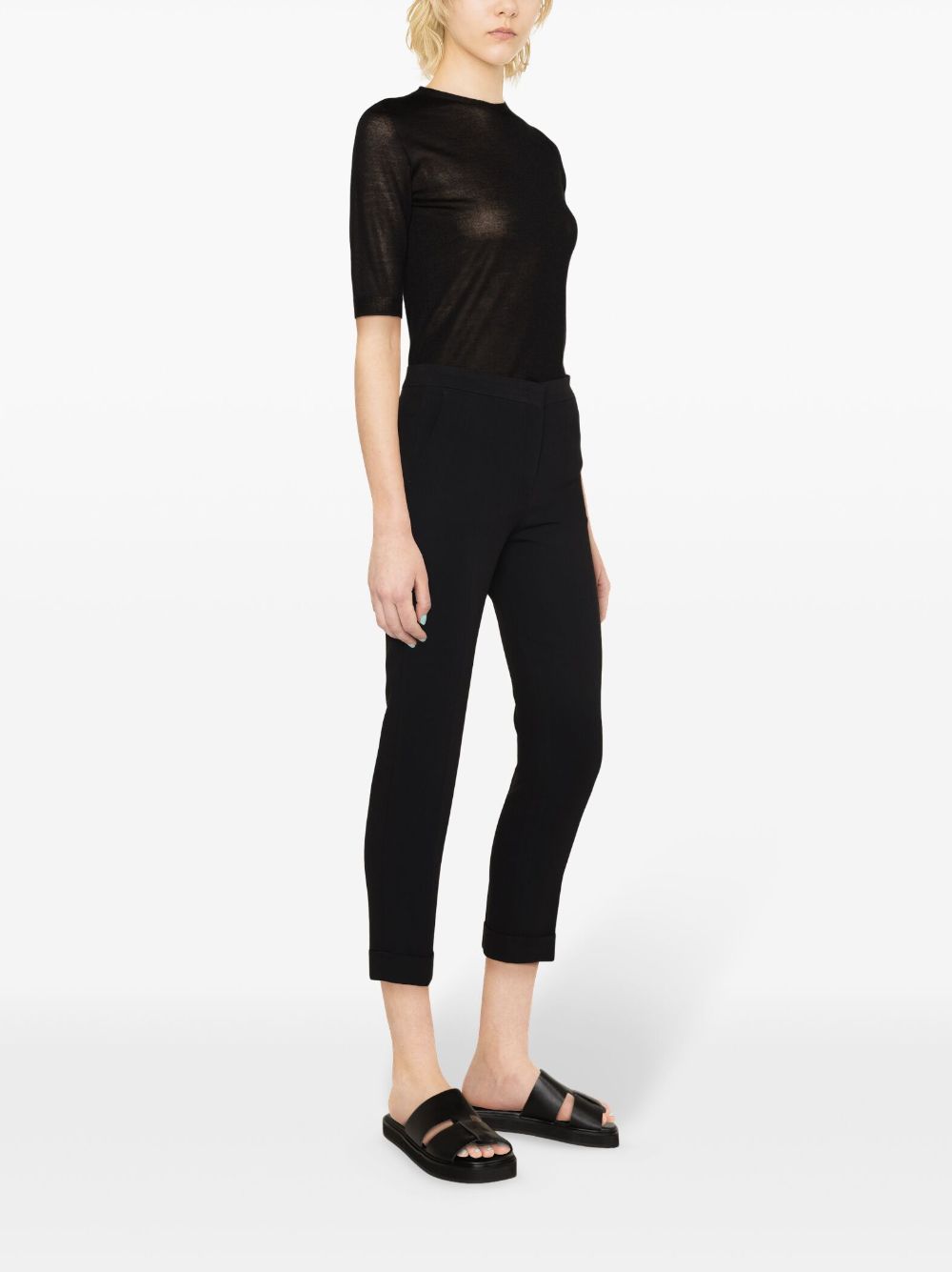 Shop Fabiana Filippi Short-sleeve Fine-knit Jumper In Black
