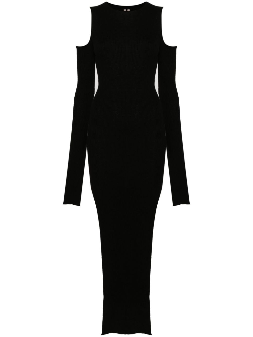 Shop Rick Owens Cape Ribbed-knit Maxi Dress In Black