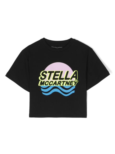 Stella McCartney Kids logo-print cropped T-shirt