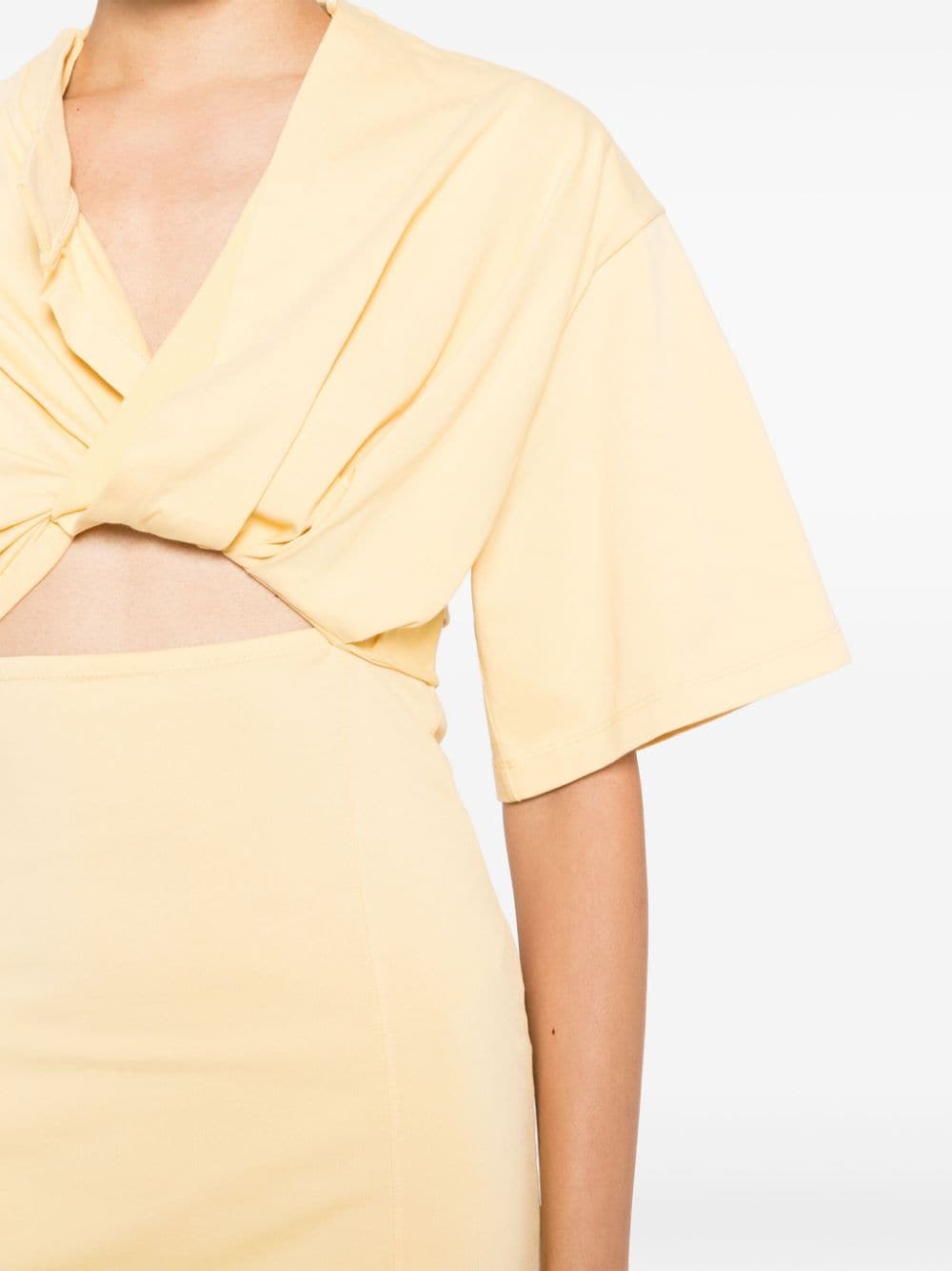 Shop Jacquemus La Robe T-shirt Cut-out T-shirt Dress In Yellow