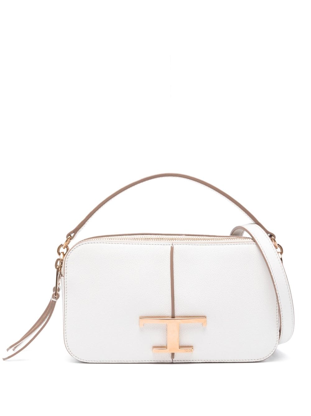 Tod's Small Logo-plaque Leather Bag In Neutrals