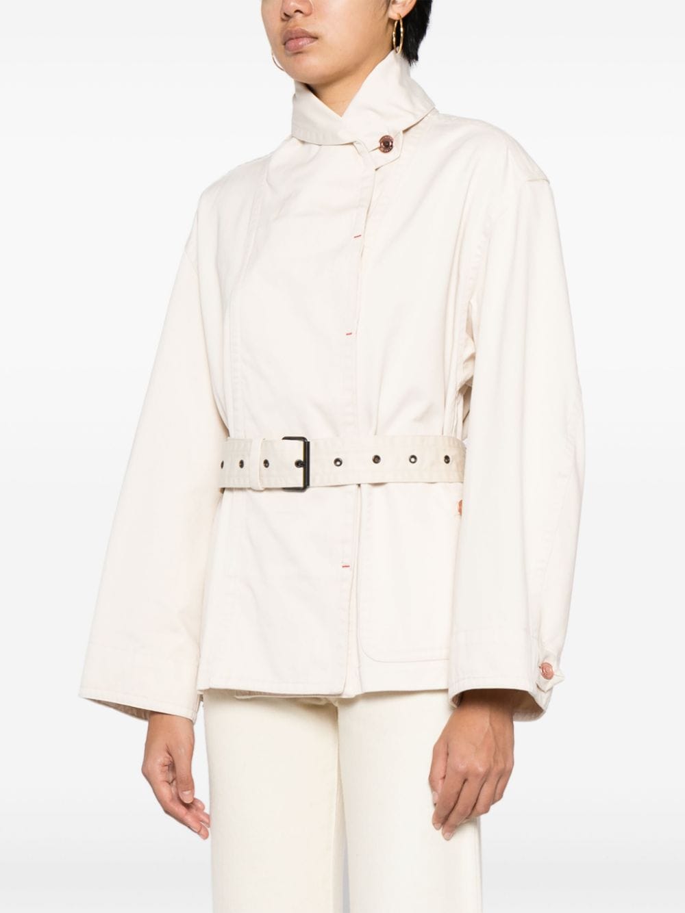 Shop Marant Etoile Belted Cotton Jacket In Neutrals