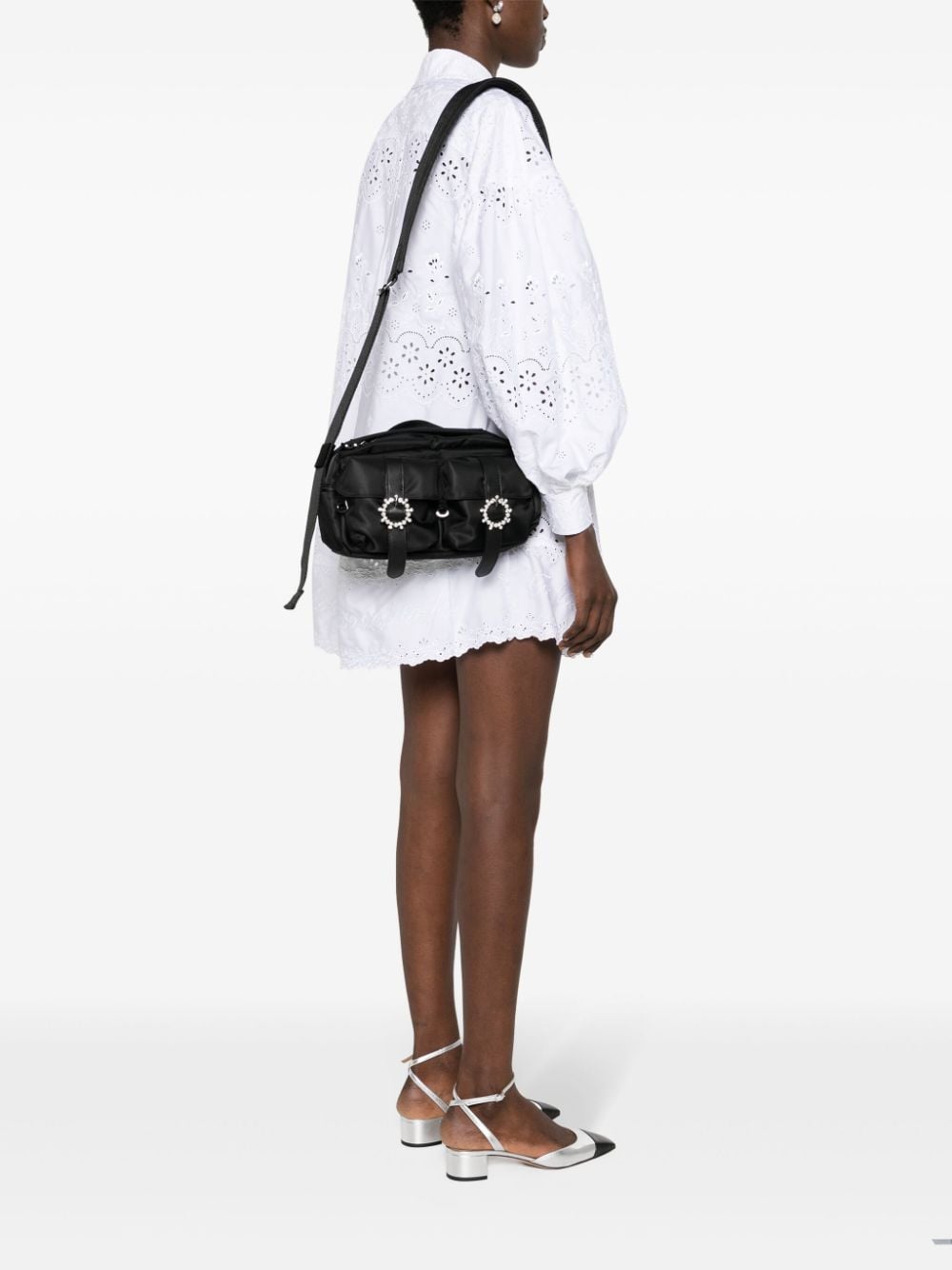 Shop Simone Rocha Buckled Crossbody Bag In Black