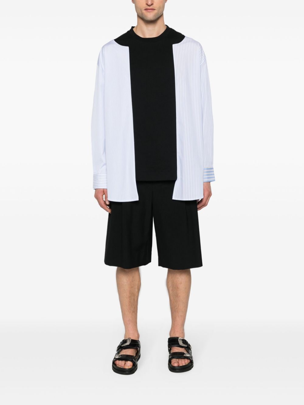 Shop Simone Rocha Colour-block Cotton Shirt In Black