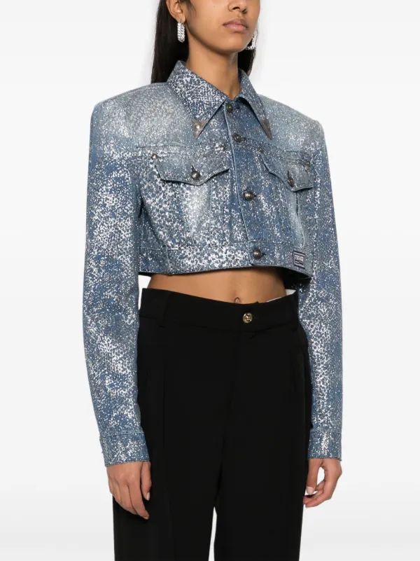 VERSACE クロップドデニムジャケット Versace Jeans Couture Animalier クロップド デニムジャケット