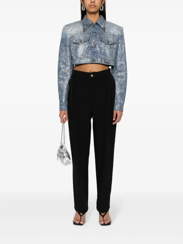 Versace Jeans Couture Animalier クロップド デニムジャケット