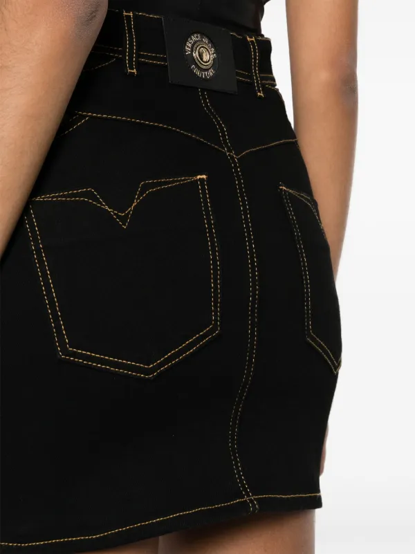 versach jeans couture ヴェルサーチジーンズレザースカート Versace Jeans Couture バロック バックル デニムスカート