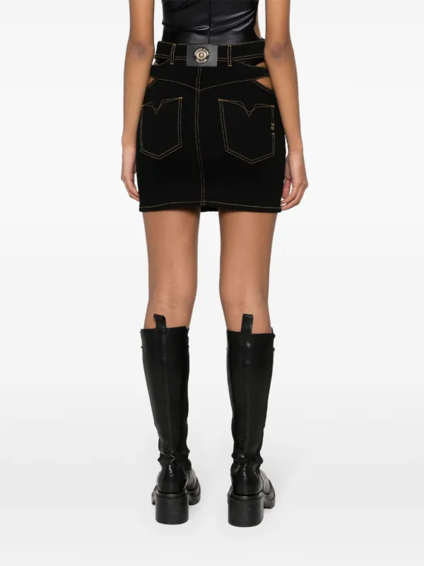 versach jeans couture ヴェルサーチジーンズレザースカート Versace Jeans Couture バロック バックル デニムスカート