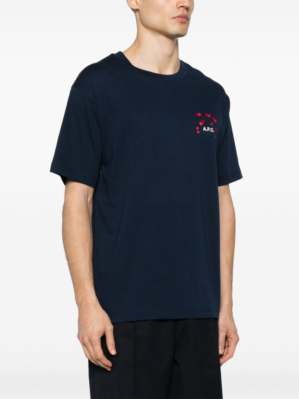 Shop Apc Logo-print Cotton T-shirt In Blue