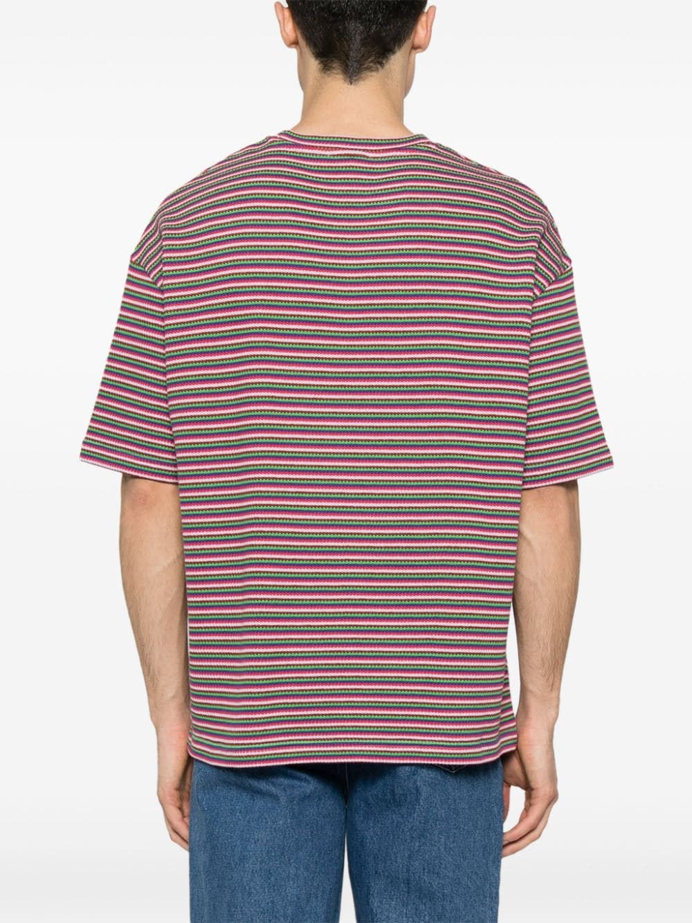 Shop Apc Striped Cotton T-shirt In Pink