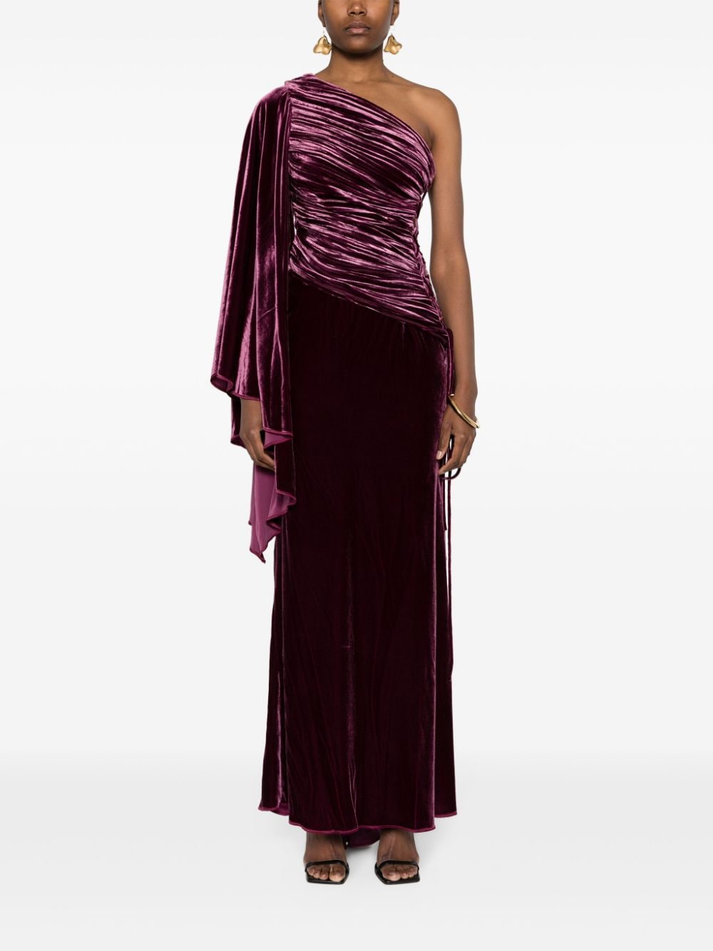 Shop Maria Lucia Hohan Yolanda Velvet Maxi Dress In Purple