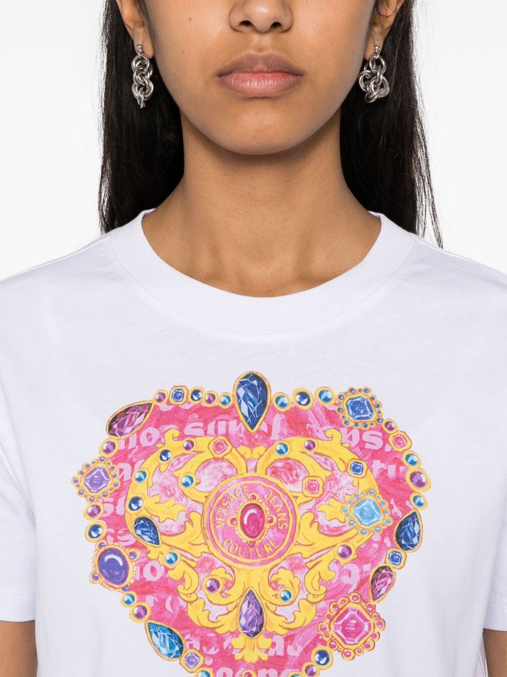 Shop Versace Jeans Couture Heart Couture Cotton T-shirt In White