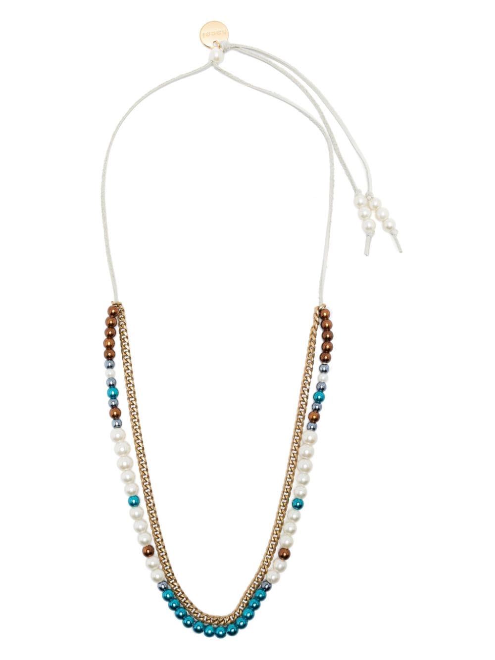 Sacai Logo-pendant Pearls Necklace In Multi