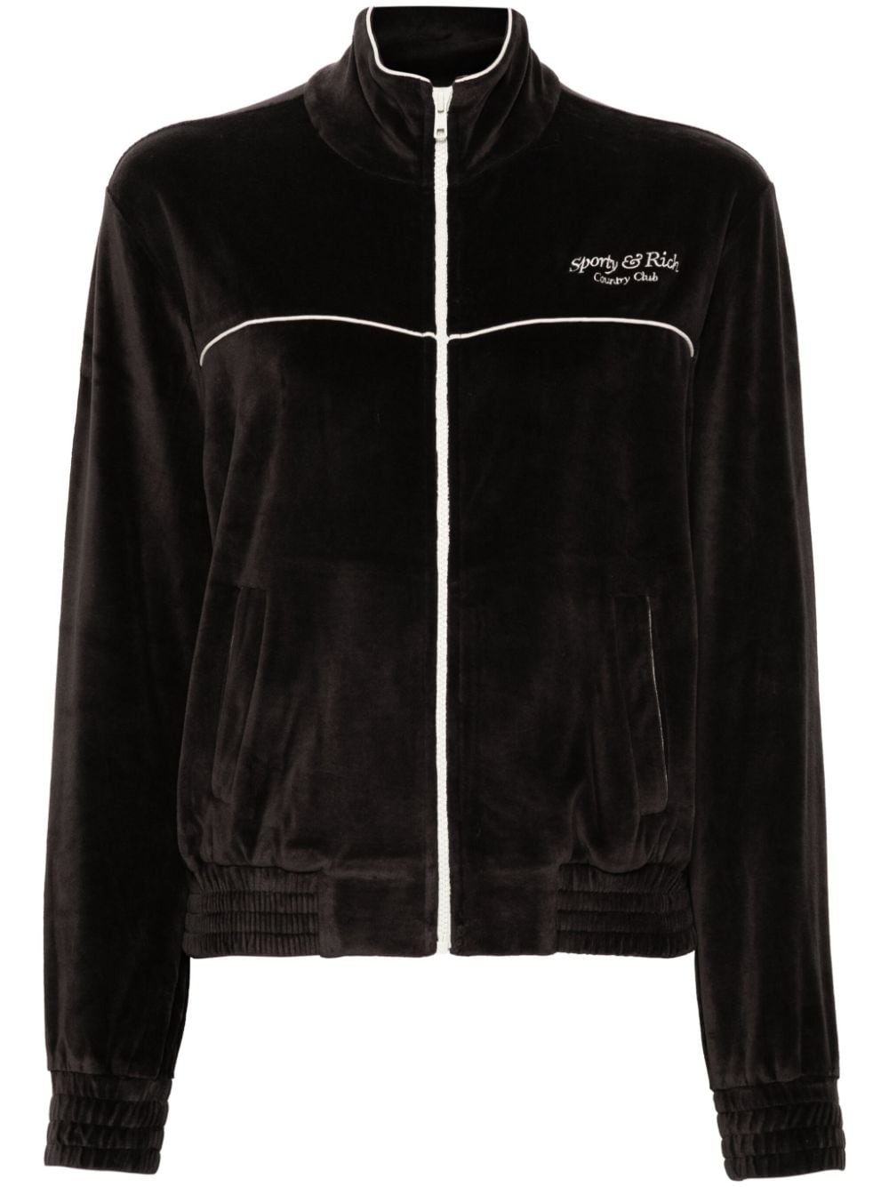 Sporty And Rich Velour Zip-up Jacket In Brown