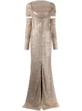 Rhea Costa Maha sequin long dress - Gold