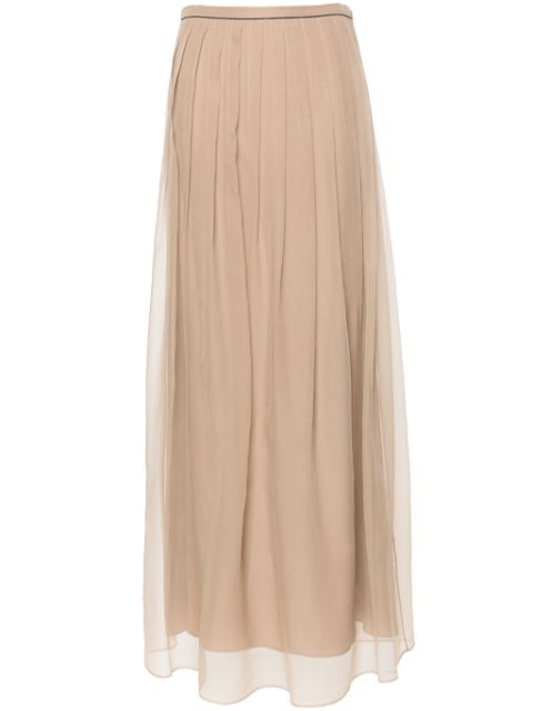 Brunello Cucinelli pleated silk maxi skirt Women