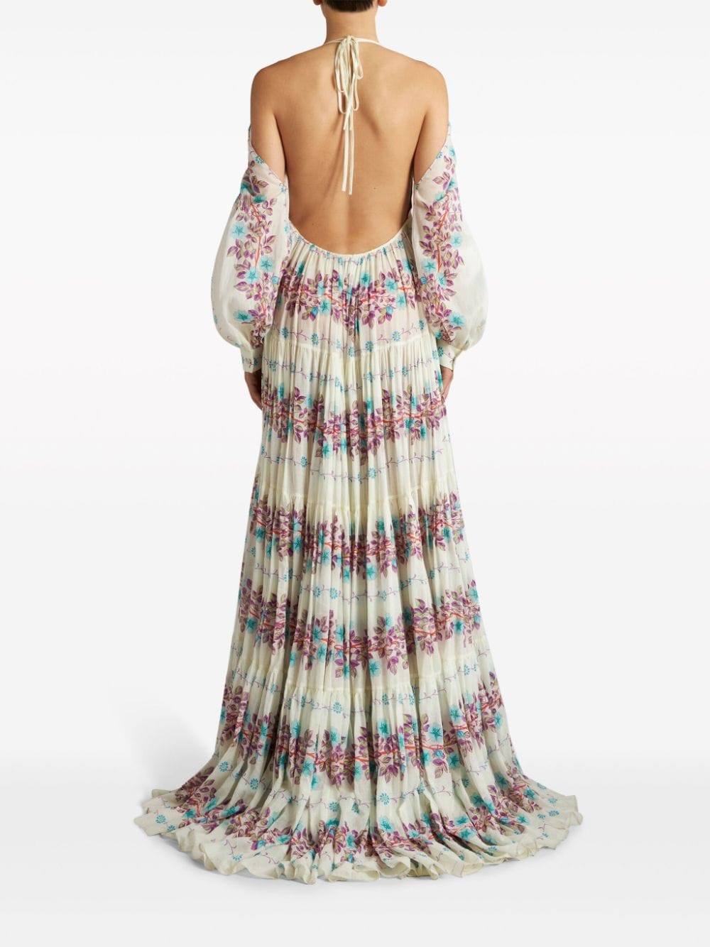 Shop Etro Floral Flared Maxi-dress In White