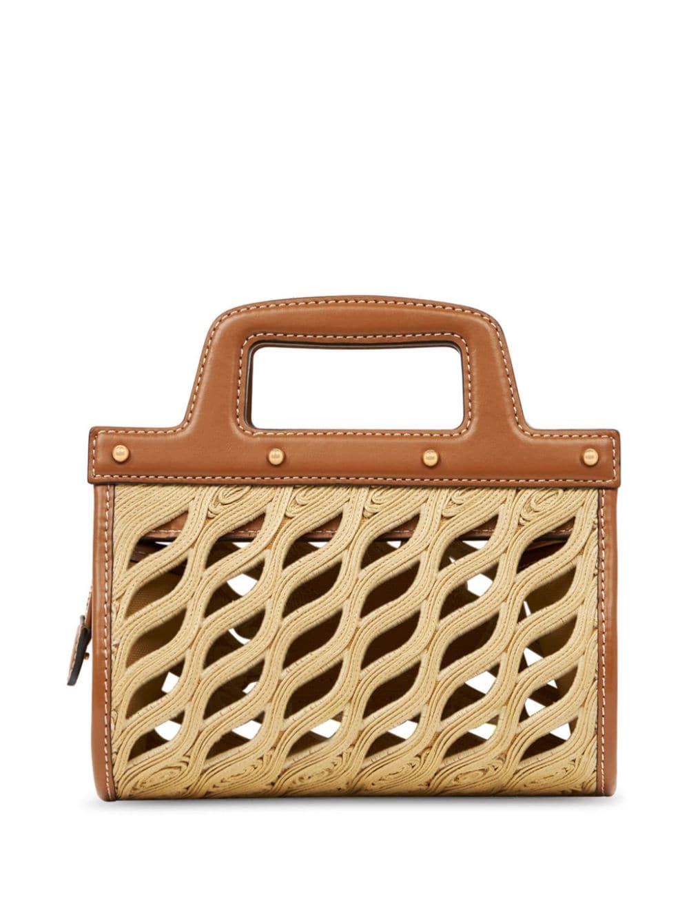 Shop Etro Mini Pegaso Raffia Handbag In Neutrals