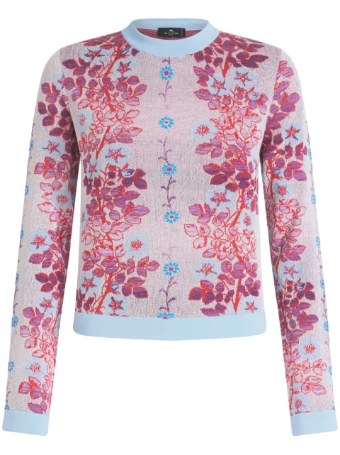ETRO floral-jacquard crew-neck blouse