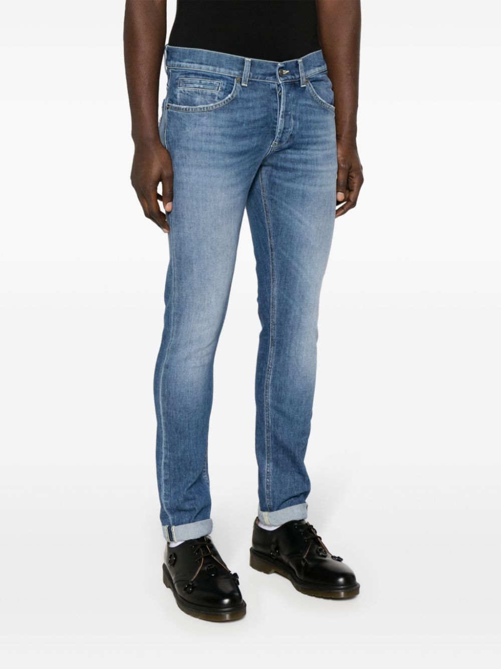 Shop Dondup George Mid-rise Tapered Jeans In Blue